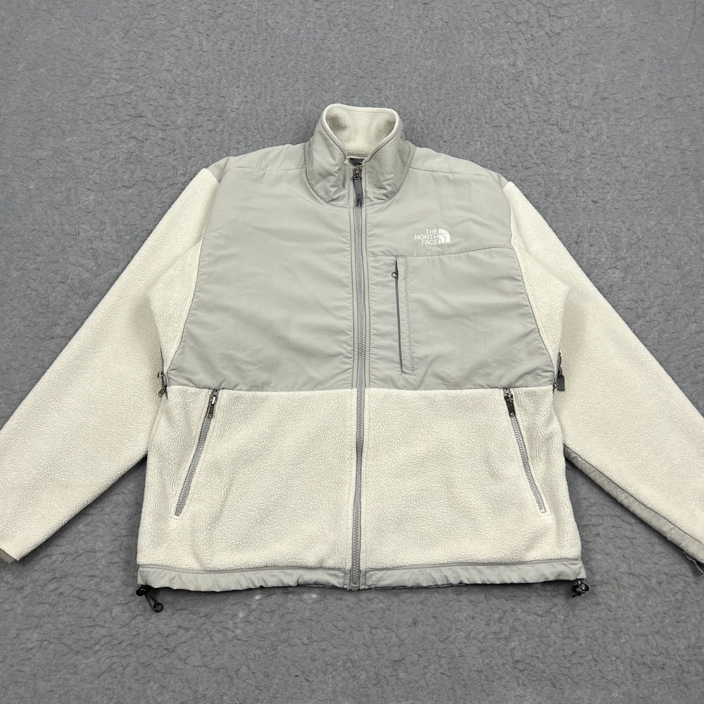 North Face Denali Fleece Jacket Women's Large White Polartec Full Zip Hike Y2K